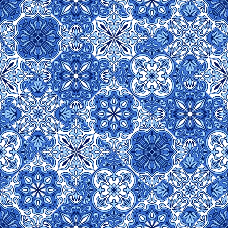 Portuguese Azulejo Ceramic Tile Pattern.